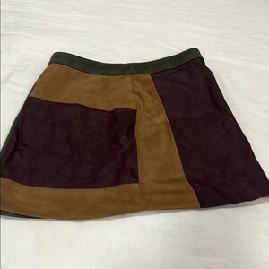 Abercrombie & Fitch Red Brown Asymmetrical Mini Skirt